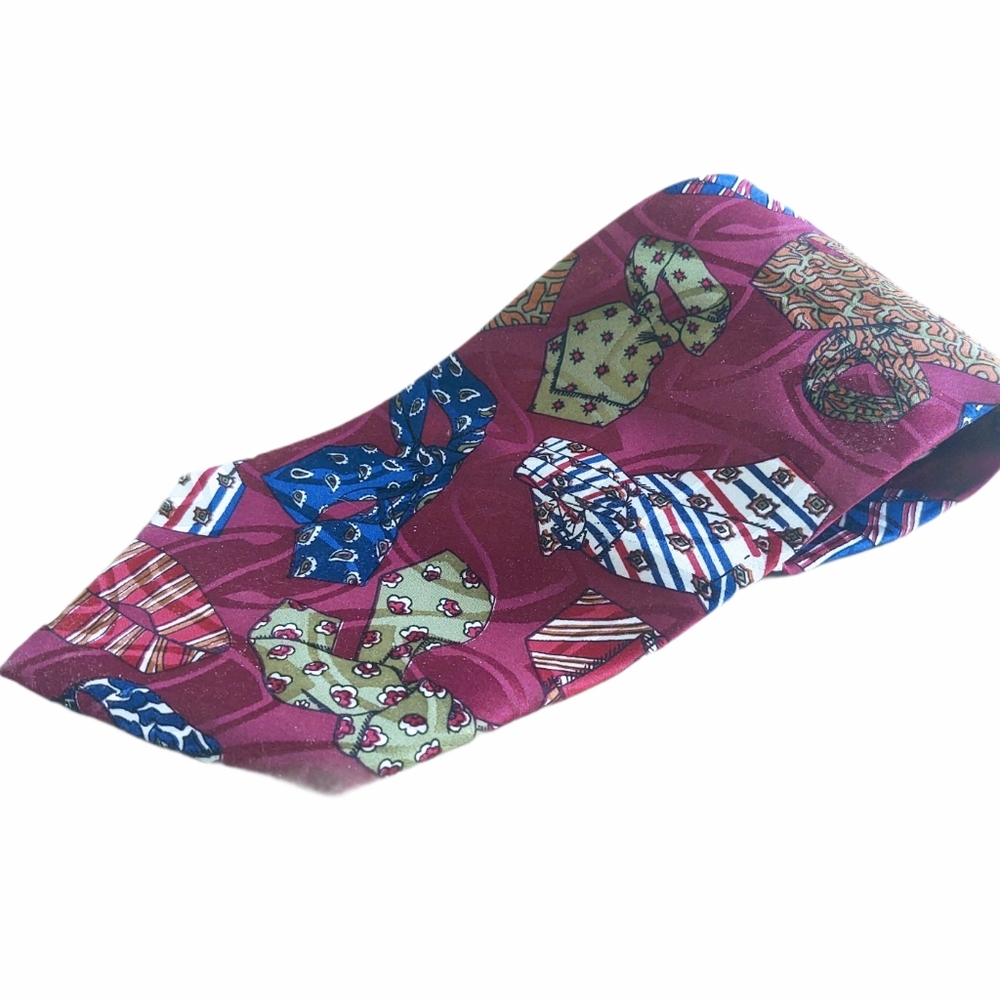 Silk Novelty Necktie with Ties on It Novelty Print 1990s 90s vintage